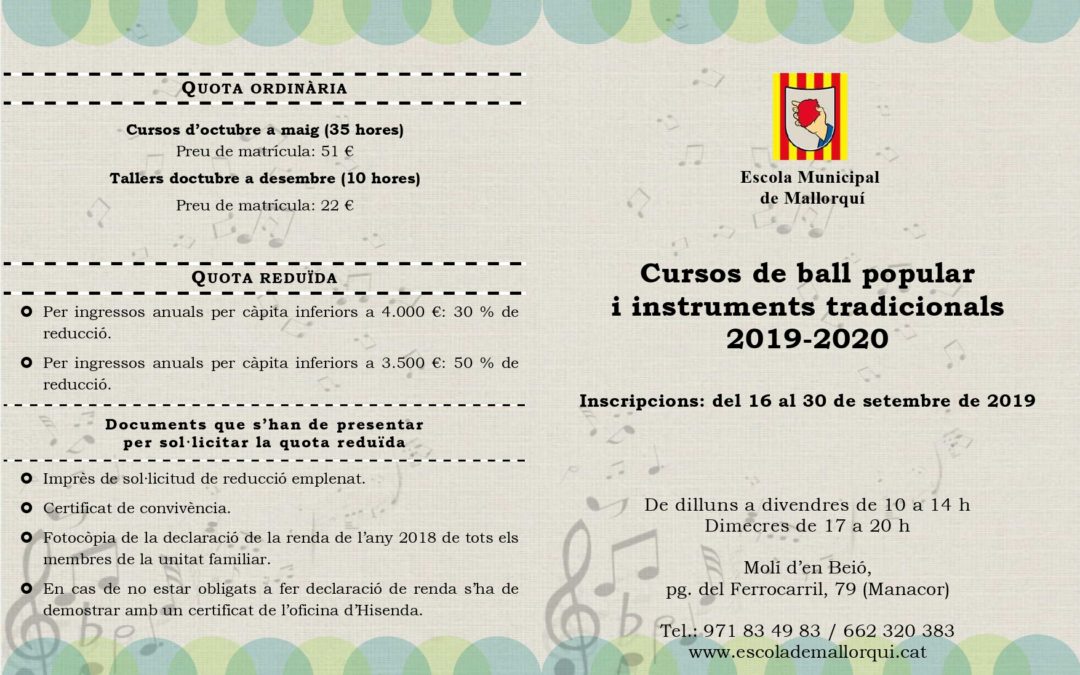 Inici dels cursos de ball popular i instruments tradicionals