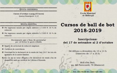 Programació dels cursos de ball de bot 2018-2019
