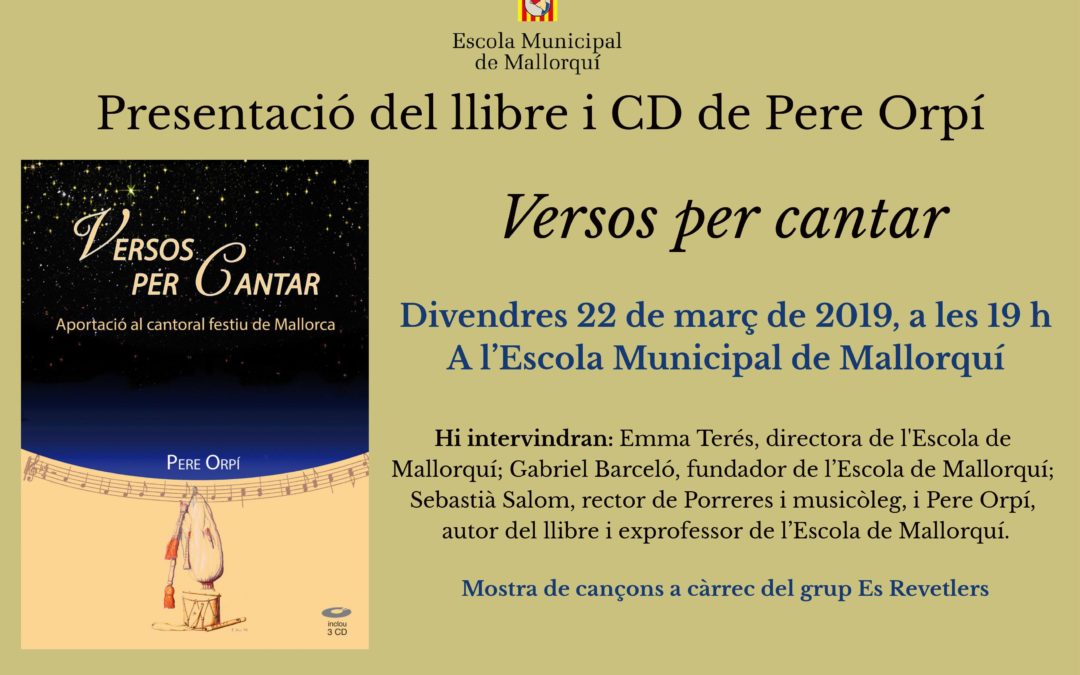 PRESENTACIÓ DEL LLIBRE I CD «Versos per cantar»