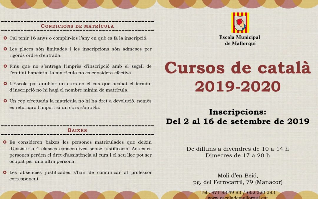 Inici dels cursos de català 2019-2020