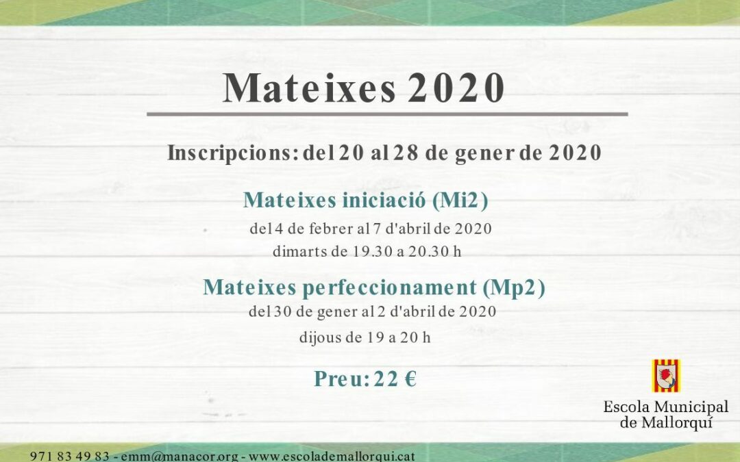Inscripcions als tallers de mateixes