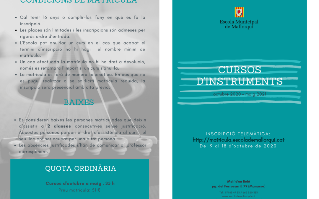 Inscripcions cursos d’instruments