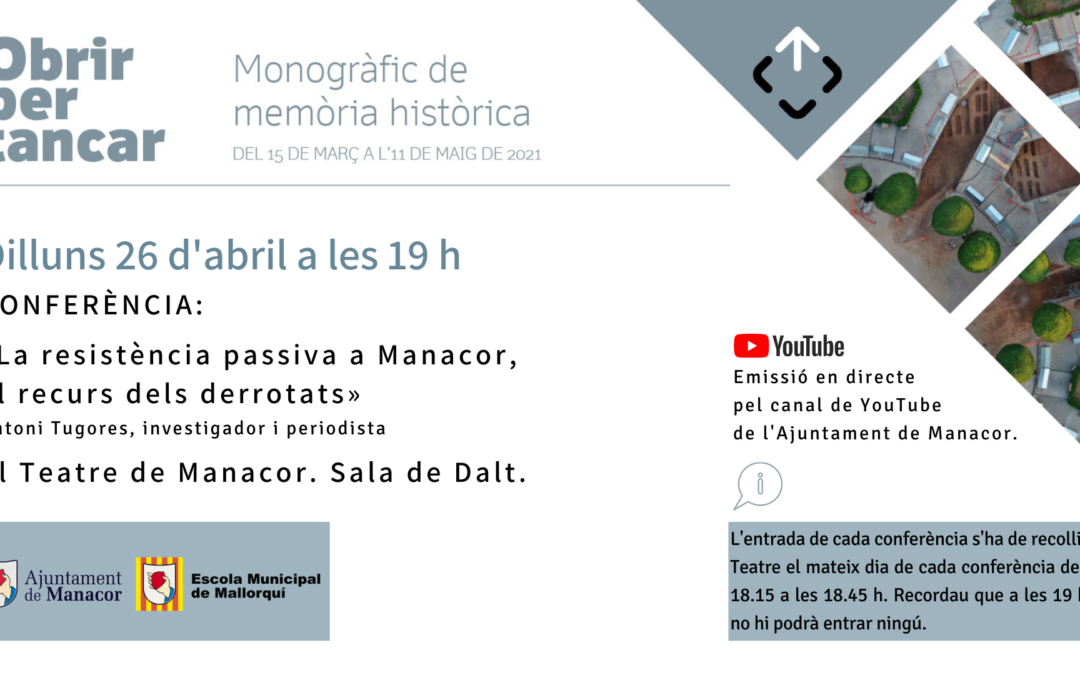 CONFERÈNCIA: «La resistència passiva a Manacor,  el recurs dels derrotats»