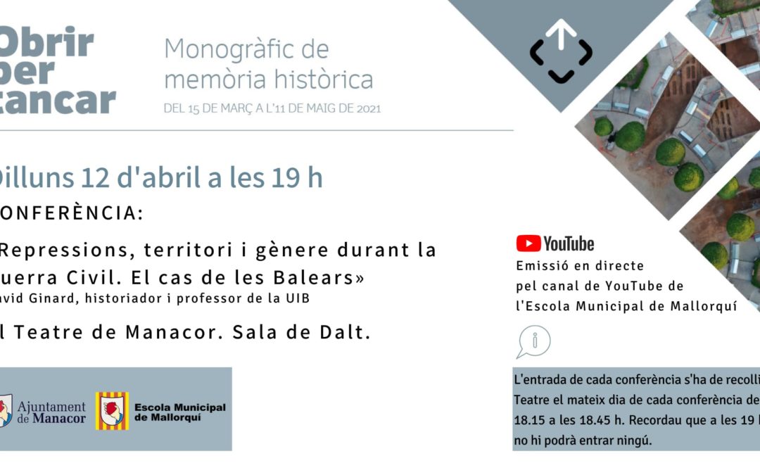 CONFERÈNCIA: «Repressions, territori i gènere durant la  Guerra Civil. El cas de les Balears»