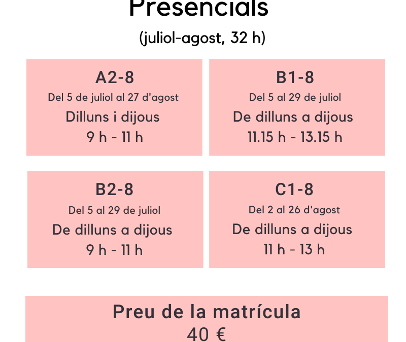 Cursos de llengua catalana, estiu 2021