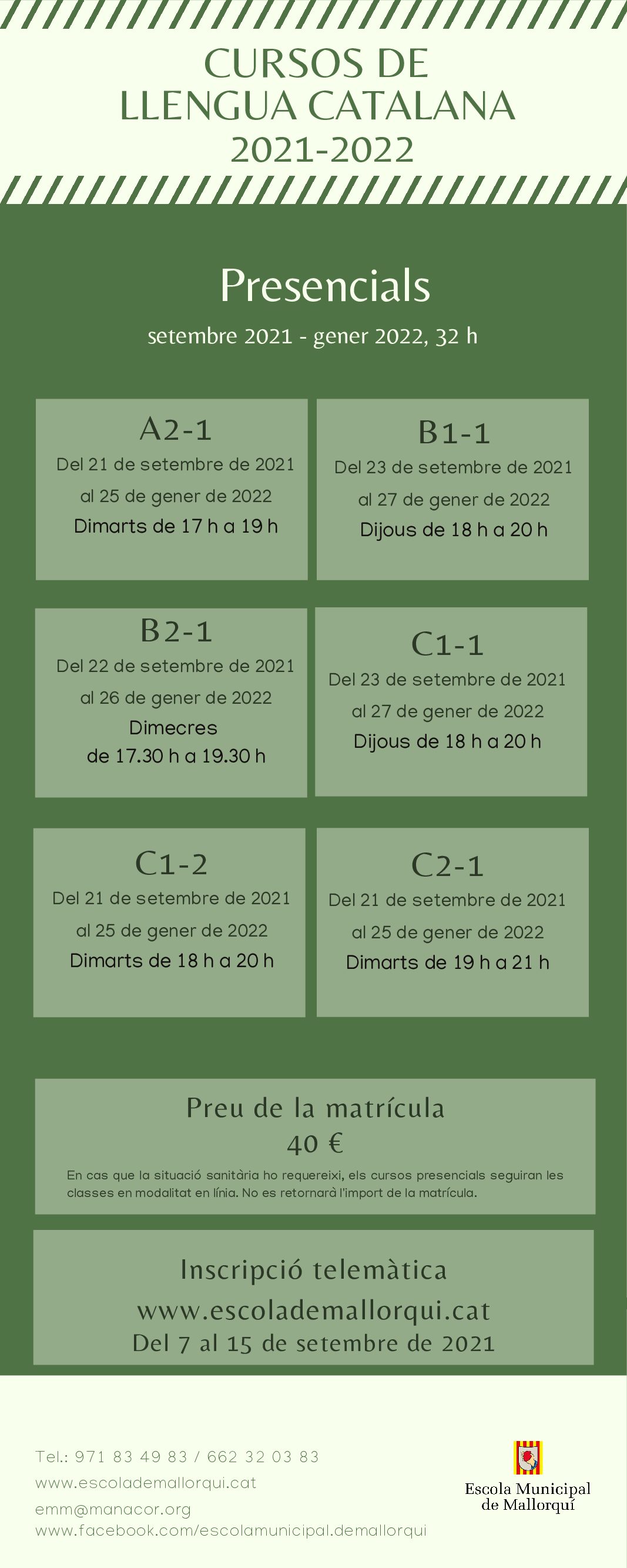 CURSOS DE LLENGUA CATALANA 2021-2022