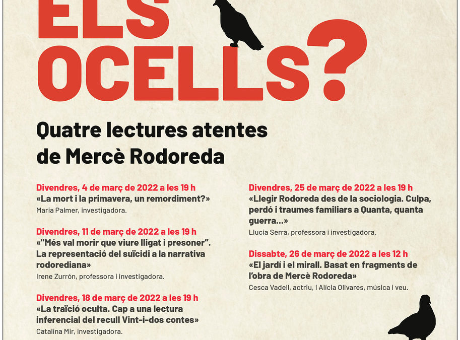 Cicle de conferències Sent els ocells? Quatre lectures atentes de Mercè Rodoreda