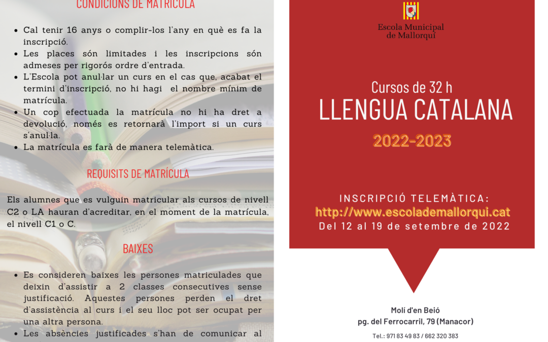 Cursos de llengua catalana 2022-2023