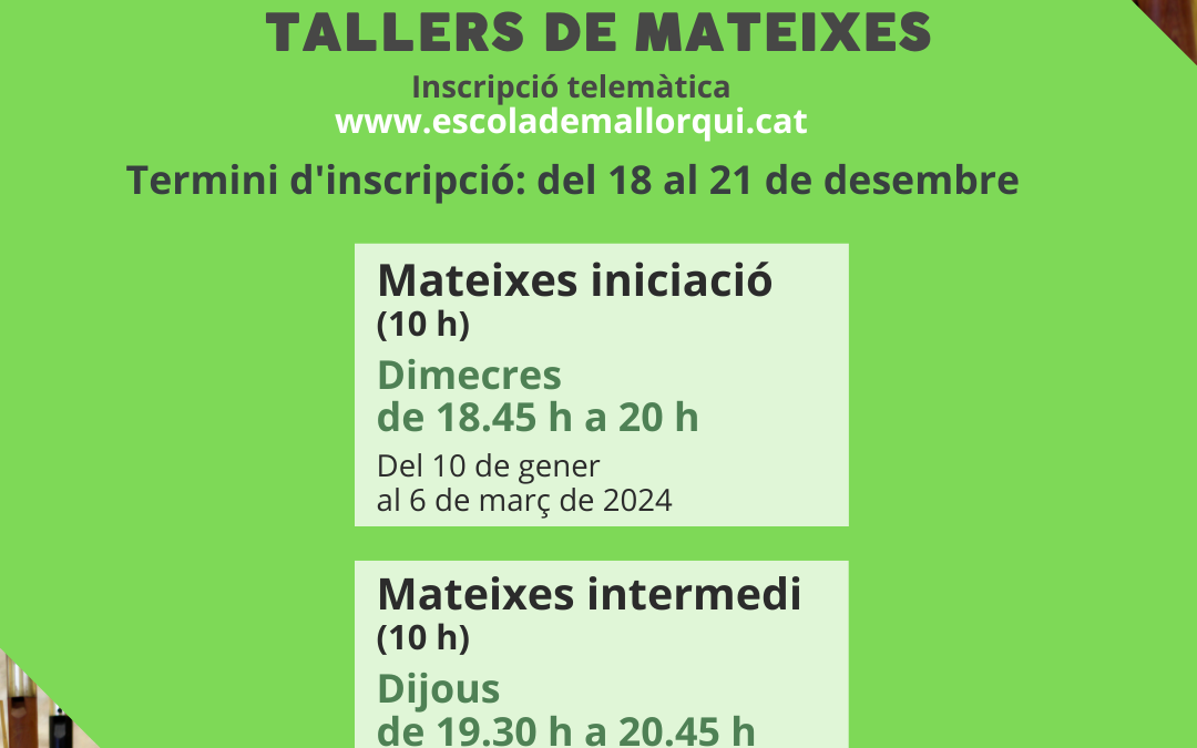 Oferta de mateixes (2n quadrimestre)